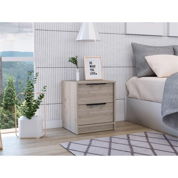 Gfancy Fixtures Stylish Wengue Two Drawer Nightstand, Black GF3669123 - main